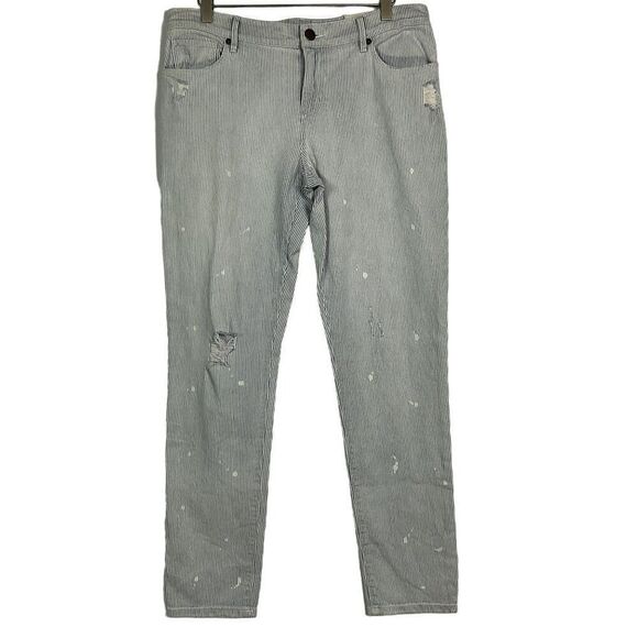 LOFT Women's Relaxed Skinny Railroad Striped Jeans Size 27/4, NWT - Picture 1 of 16
